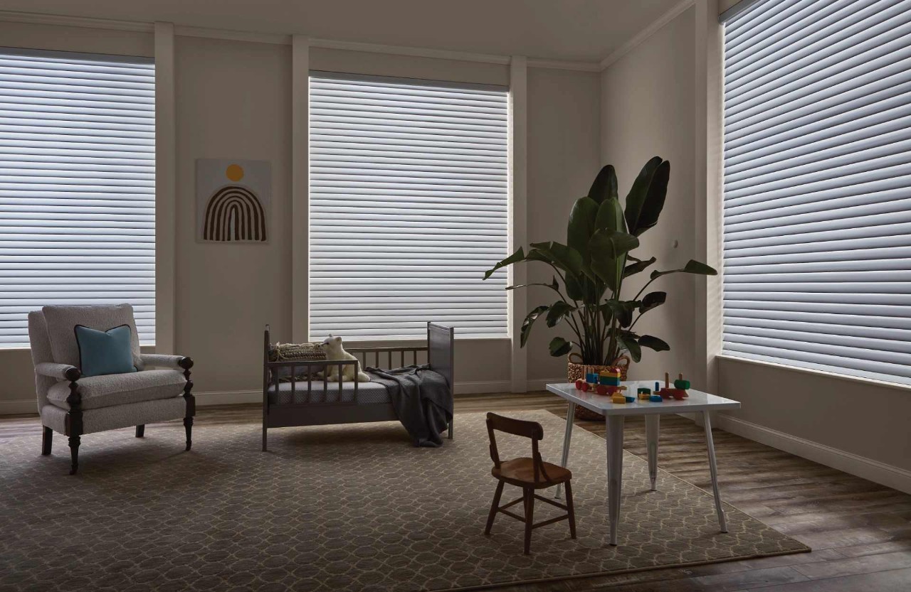 Hunter Douglas window treatments featuring PowerView® automation