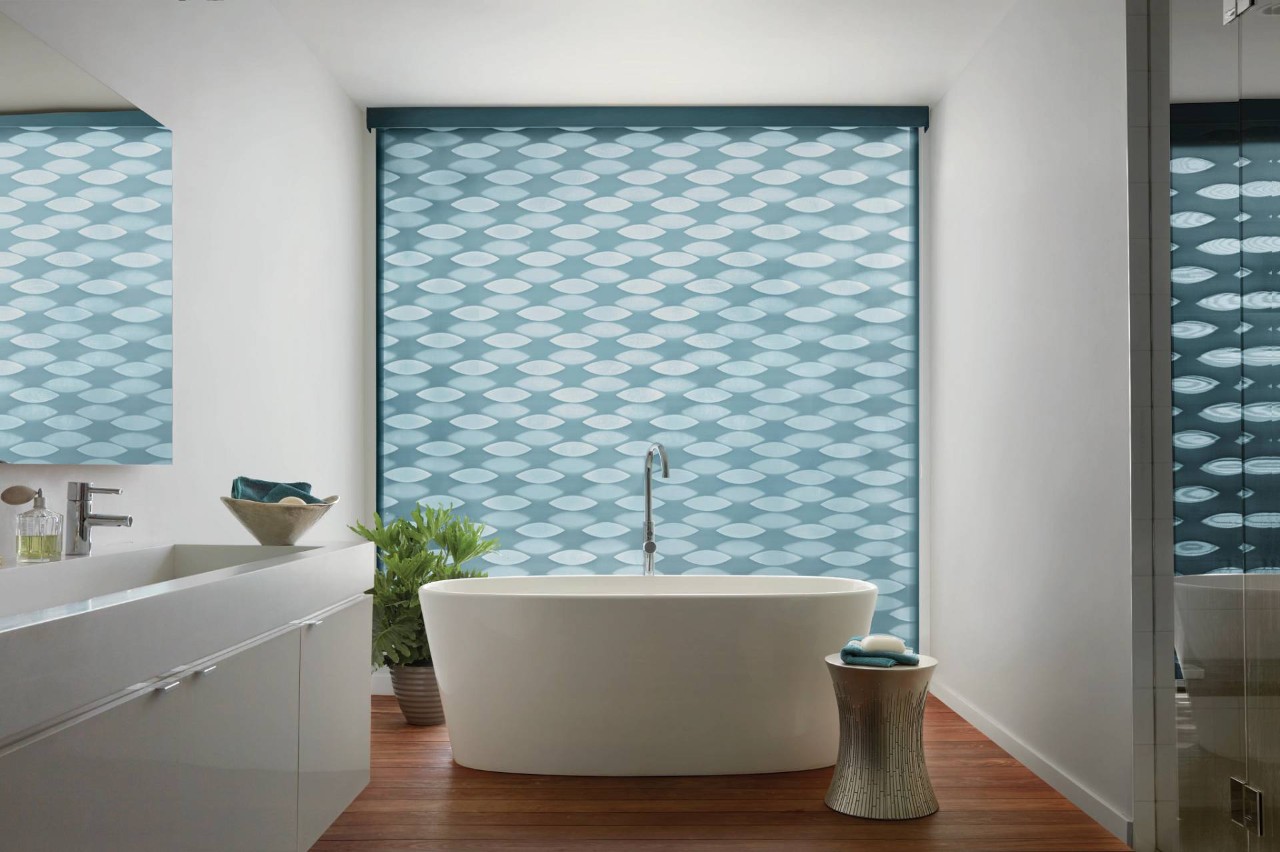 Hunter Douglas Designer Banded Shades in a bathroom near Denver, Colorado (CO)